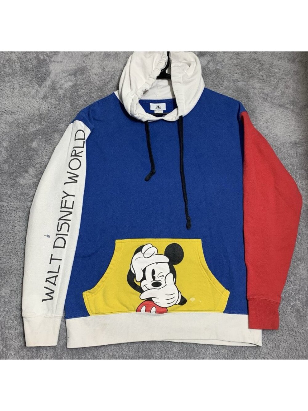 Disney Parks Hoodie Mens Small Blue Colorblock Mickey Walt Disney World Graphic